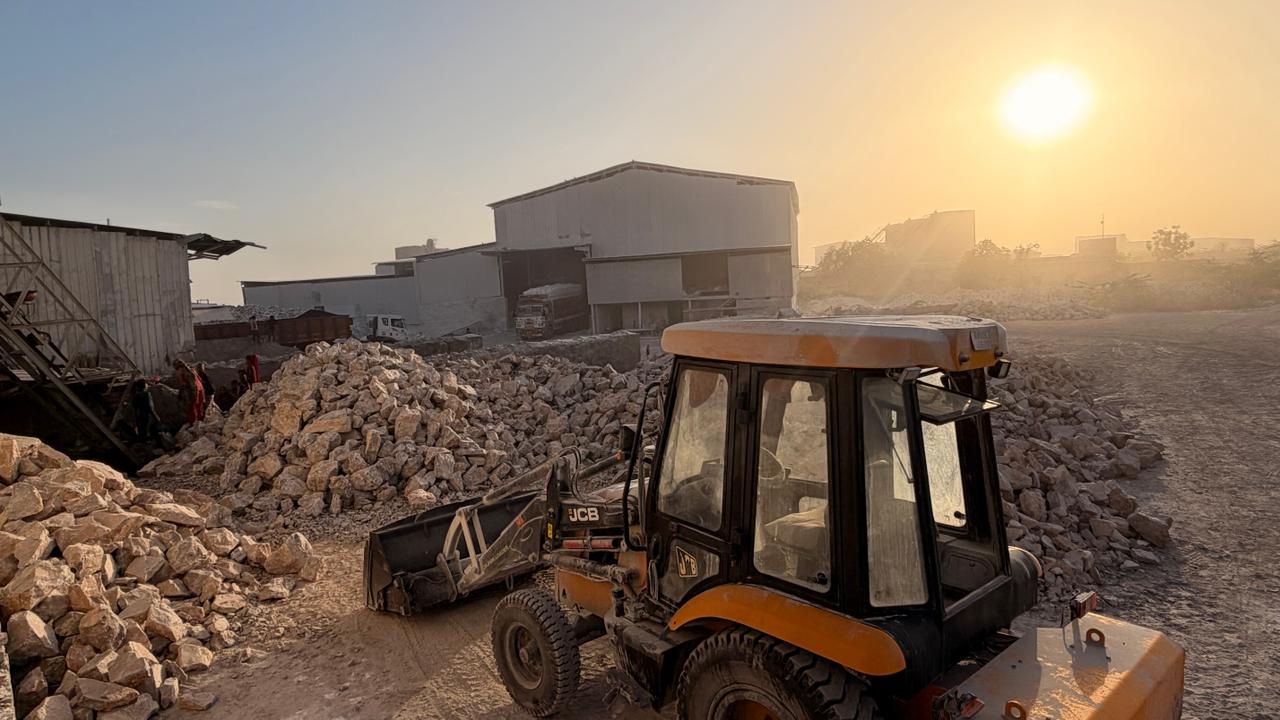 Limestone Yard at Sunset